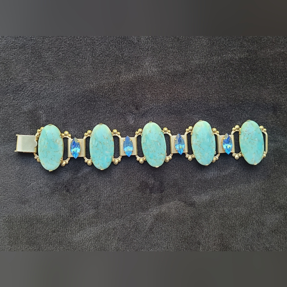 Vintage Czech Glass Link Bracelet